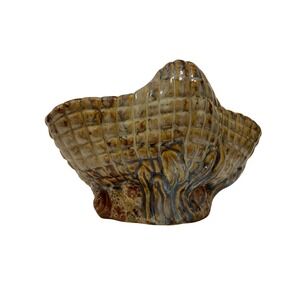 Vintage Ceramic Nautical Theme Clam Shell Bowl/Planter‎ With Scalloped Top